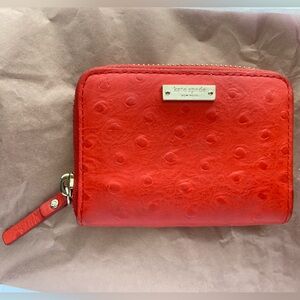 Kate Spade Red Ostrich Embossed Wallet